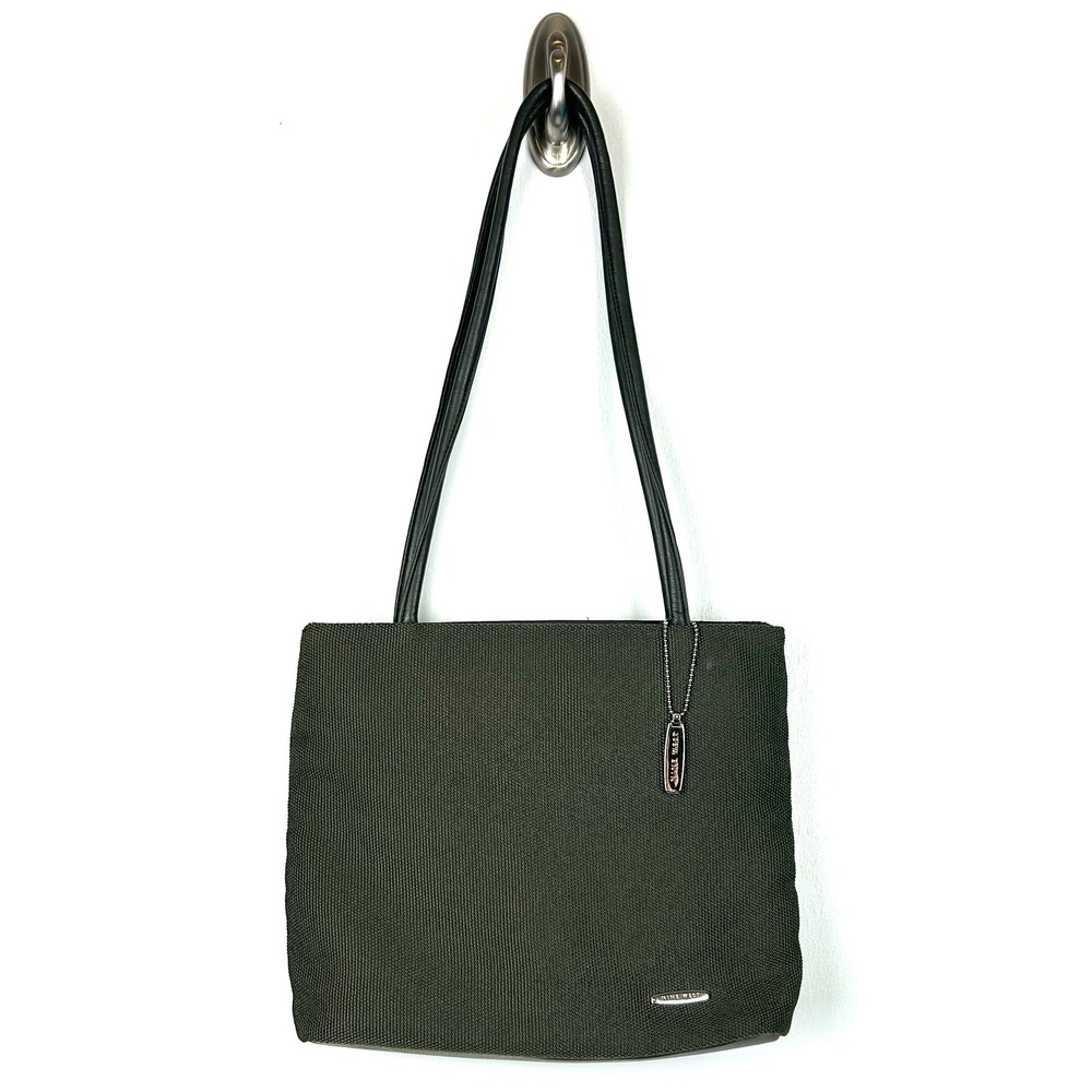 Nine West Olive Green Tote Bag Purse Woven Fabric Shoulder Y2K‎ Vintage